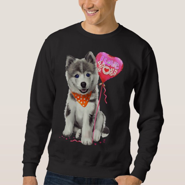 Blaue Mit Augen Husky- und Husky-Mama Sweatshirt (Vorderseite)
