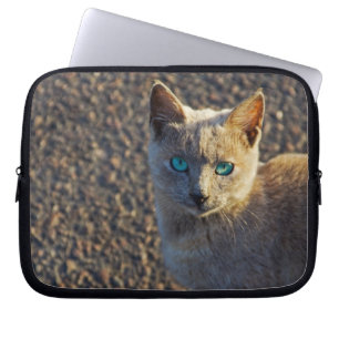 Blaue Mit Augen Katze Laptopschutzhülle