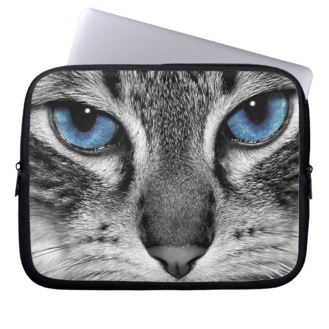 Blaue mit Augen Katze Laptopschutzhülle (Vorderseite)