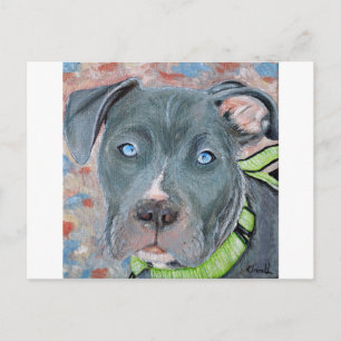 Blaue Mit Augen Puppy-Malerei Postkarte