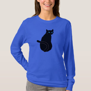 Blaue Mit Augen Schwarze Katze - Meow - T-Shirt