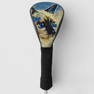 Blaue Mit Augen siamesische Katze Mosaikfliesen Golf Headcover