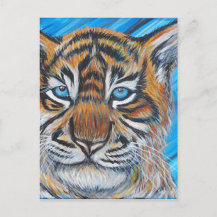 Blaue Mit Augen Tiger-Malerei Postkarte