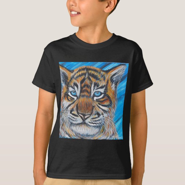 Blaue Mit Augen Tiger-Malerei T-Shirt (Vorderseite)