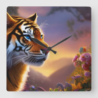 Blaue Mit Augen Tiger und rosa Blume