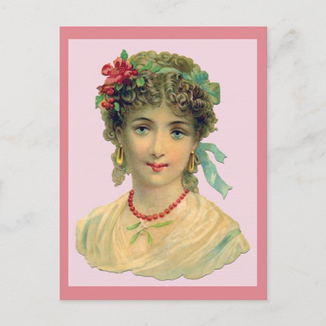 Blaue Mit Augen Viktorianische Frau Postkarte (Vorderseite)