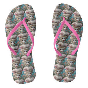 Blaue Mit Augen Vintage Puppe Flip Flops