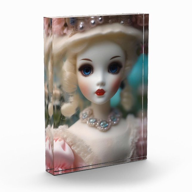 Blaue Mit Augen Vintage Puppe Fotoblock (Links)