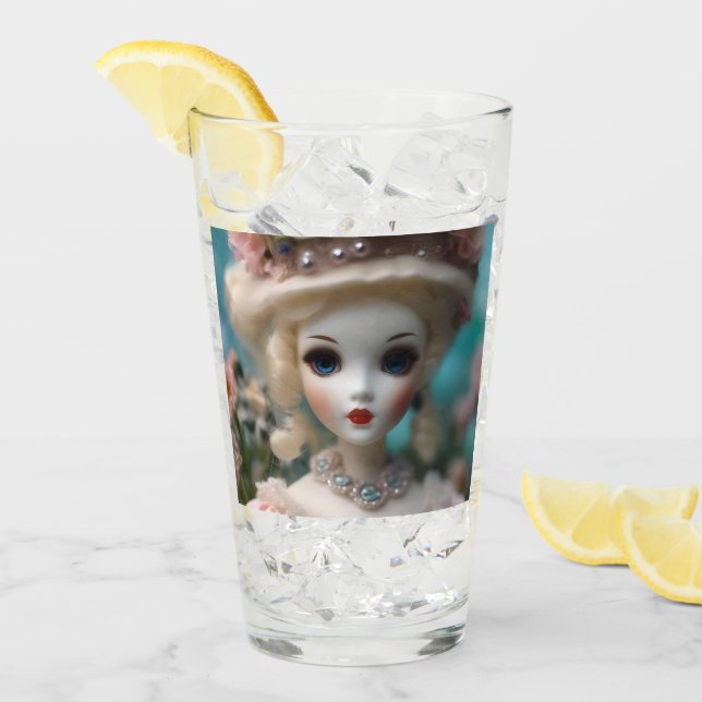 Blaue Mit Augen Vintage Puppe Glas (Vorderseite Ice)