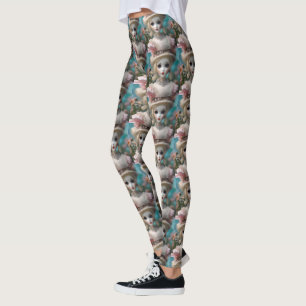 Blaue Mit Augen Vintage Puppe Leggings
