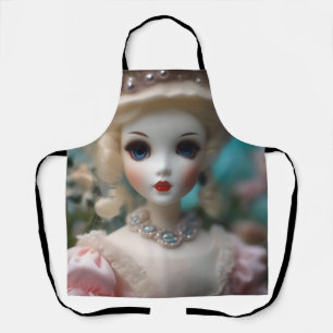 Blaue Mit Augen Vintage Puppe Schürze