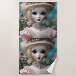 Blaue Mit Augen Vintage Puppe Strandtuch
