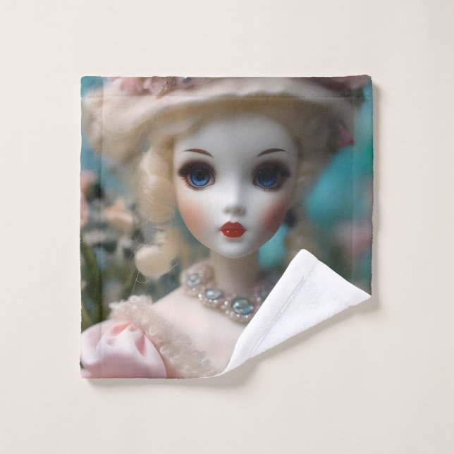 Blaue Mit Augen Vintage Puppe Waschlappen (Waschlappen)