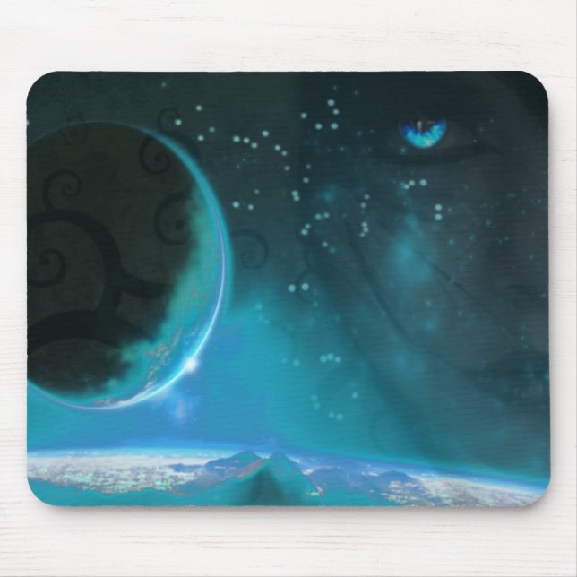Blaue mit Augen Welt Mousepad (Vorne)
