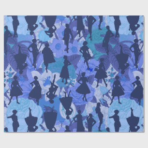 blaue Mitte des Jahrhunderts 1950er Jahre Vintage- Geschenkpapier