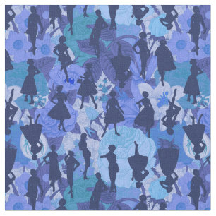 blaue Mitte des Jahrhunderts 1950er Jahre Vintage- Stoff