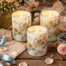 Blaue Mitte Vintage Sonnenblumen-Zweig-Dekoupage