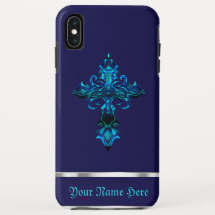 Blaue mittelalterliche Kreuz iPhone XS Max Hülle