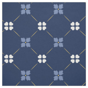 Blaue Mittelmeer-Fliesen Blumenmuster Stoff