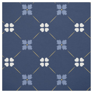 Blaue Mittelmeer-Fliesen | Blumenmuster Stoff