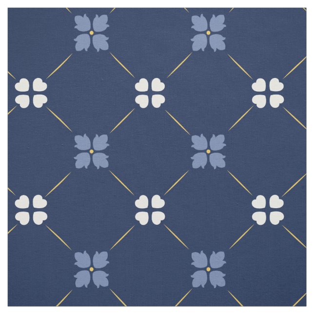 Blaue Mittelmeer-Fliesen | Blumenmuster Stoff (Muster)