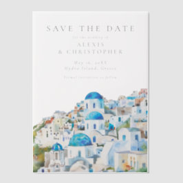 Blaue Mittelmeer-Skyline-Hochzeit - Save-the-Date