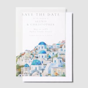 Blaue Mittelmeer-Skyline-Hochzeit - Save-the-Date