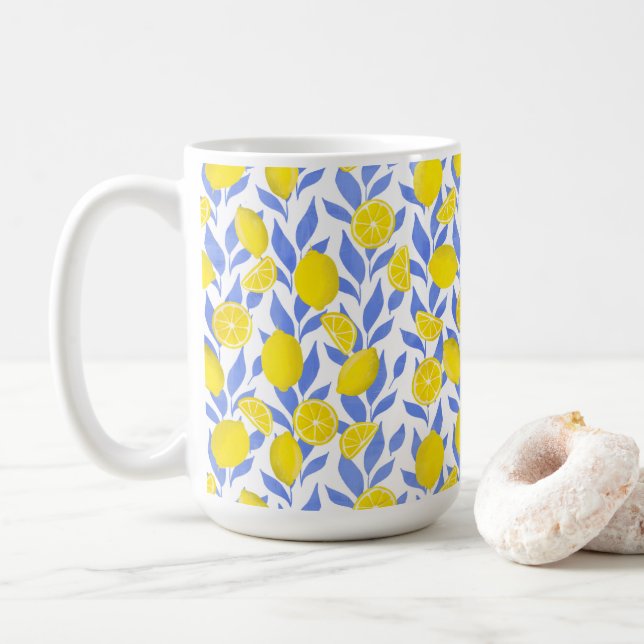 Blaue Mittelmeer-Zitronen Kaffeetasse (Mit Donut)