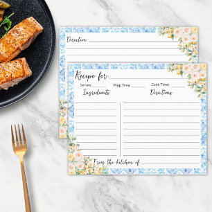 Blaue Mittelmeerfliesen Blumen Zitronen Rezeptkart