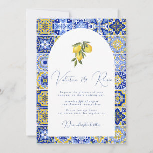 Blaue Mittelmeerküste Hochzeit von Zitrusfrüchten Einladung