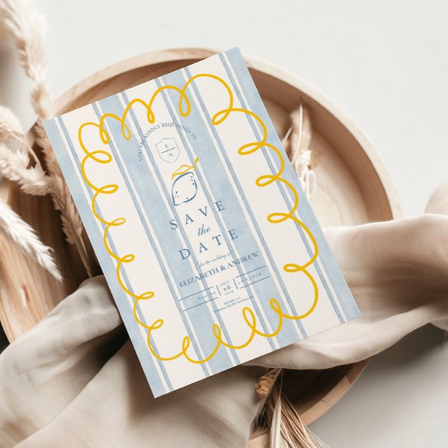 Blaue Mittelmeerlemon-Hochzeit Save The Date (Von Creator hochgeladen)