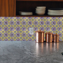 Blaue Mittelmeermuster Gelbe Blüten