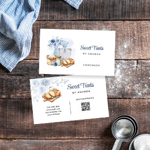 Blaue Mixer Artisan Bakery Selbstgemacht QR-Code Visitenkarte
