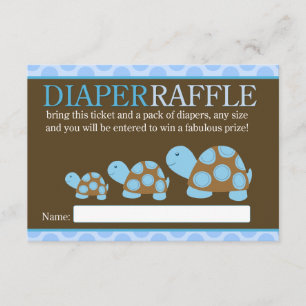 Blaue Mod Turtles Baby Shower Windel-Raffle-Karte Begleitkarte