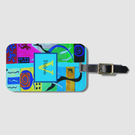 Blaue Mode Abstrakte Inspiration von Matisse Gepäckanhänger