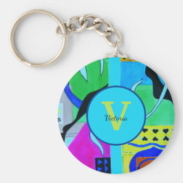 Blaue Mode Abstrakte Inspiration von Matisse Schlüsselanhänger