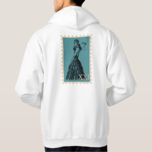 Blaue Mode-Stempel-Kunst Straußenskelett XXI Hoodie