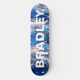Blaue moderne Abstrakte Personalisierte Bezeichnun Skateboard