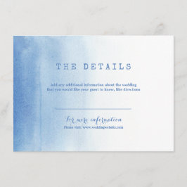 Blaue, moderne Aquarelltafel - Hochzeitskarte Begleitkarte