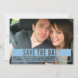 Blaue moderne Ausschnitt Save the Date einladen Einladung