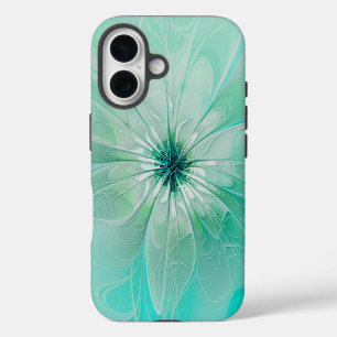 Blaue moderne Blumen-Phone-Hülle iPhone 16 Hülle