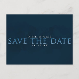 Blaue moderne chic SAVE THE DATE Hochzeitsverlobun Postkarte