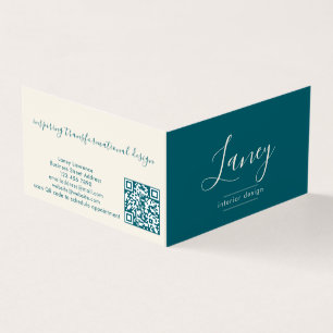 Blaue moderne elegante Schriftart QR-Code Professi Visitenkarten