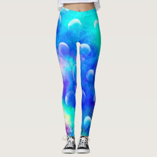Blaue moderne fabelhafte Blasen Wasserfarbe Abstra Leggings