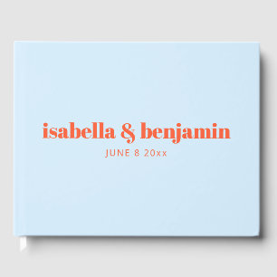 Blaue Moderne Fettgedruckte Typografie Hochzeit Gästebuch