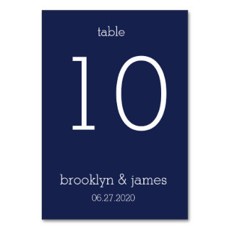 Blaue moderne Hochzeitskarten Tischnummer