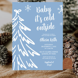 Blaue moderne minimalistische Winter-Baby-Party Einladung