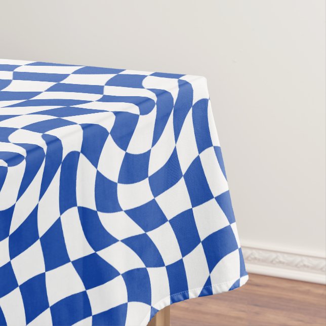 Blaue moderne Retro-Spiral-Kariert Tischdecke (Beispiel)