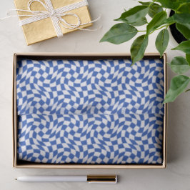 Blaue moderne Retro-Spirale kariert Seidenpapier