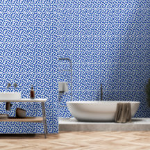 Blaue moderne Retro-Swirl-Kariert